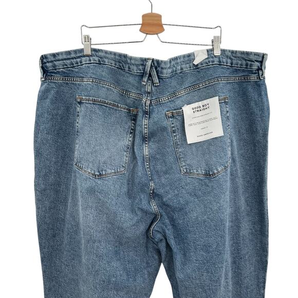 Good American Good Boy Straight Jeans Indigo678‎ Distressed Blue Plus Size 28 - Picture 7 of 13